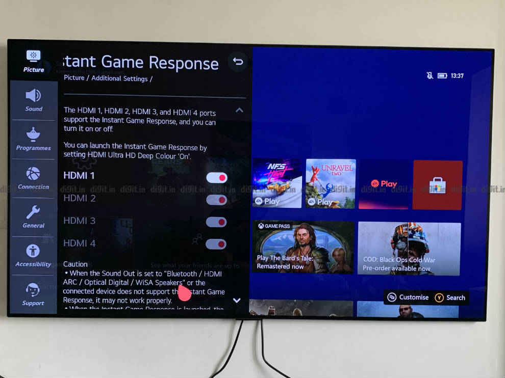 You can switch on game mode on select HDMI ports or all the ports on the LG GX. 