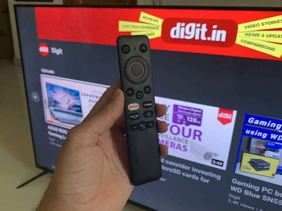 The Realme SLED TV comes with a sleek and easy to use remote control.