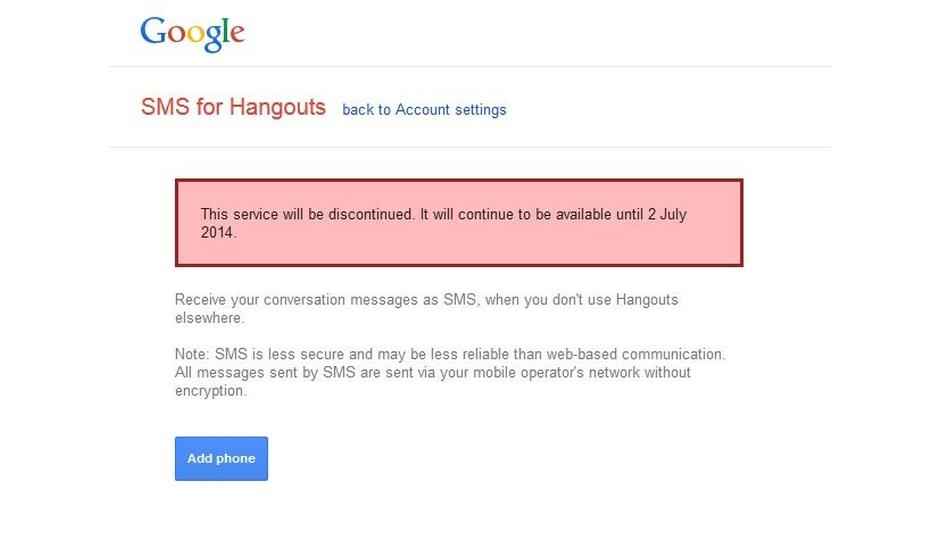 Google discontinues SMS for hangouts, may integrate Voice