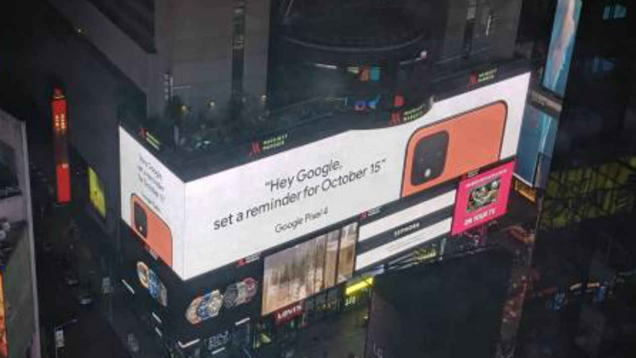 Google Pixel 4 orange colour variant officially revealed in a Times Square ad
