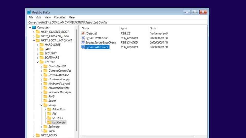 Registry Editor in Windows