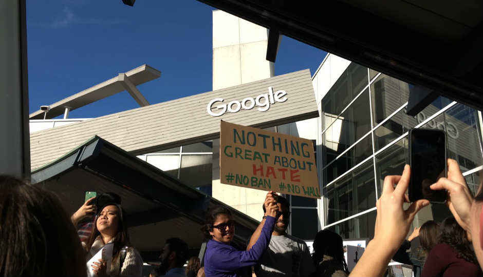 Google employees rally against President Trump’s immigration ban