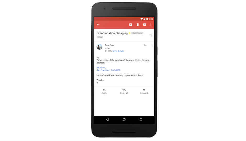 Google updates Gmail and Inbox: Addresses, phone numbers, and contacts will now appear as actionable links