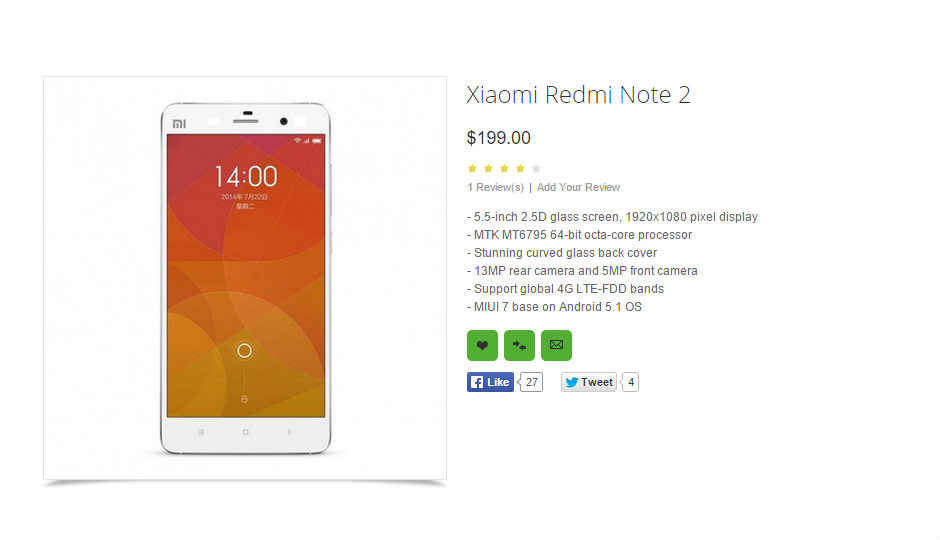 Redmi Note 2 to bring Helio X10 at $199?