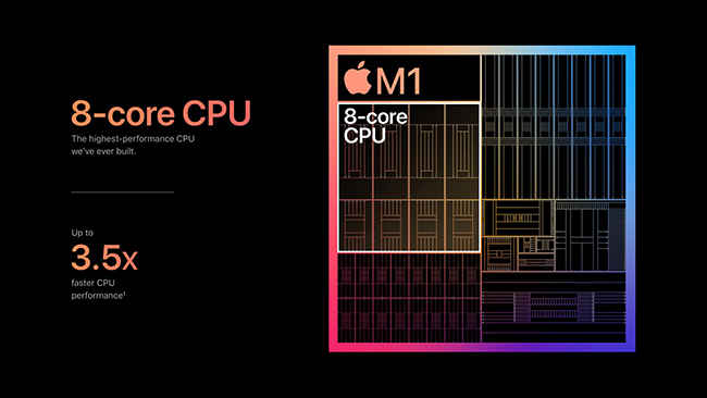 Apple's new M1 chip features 8-core CPOU and up to 8GPU cores