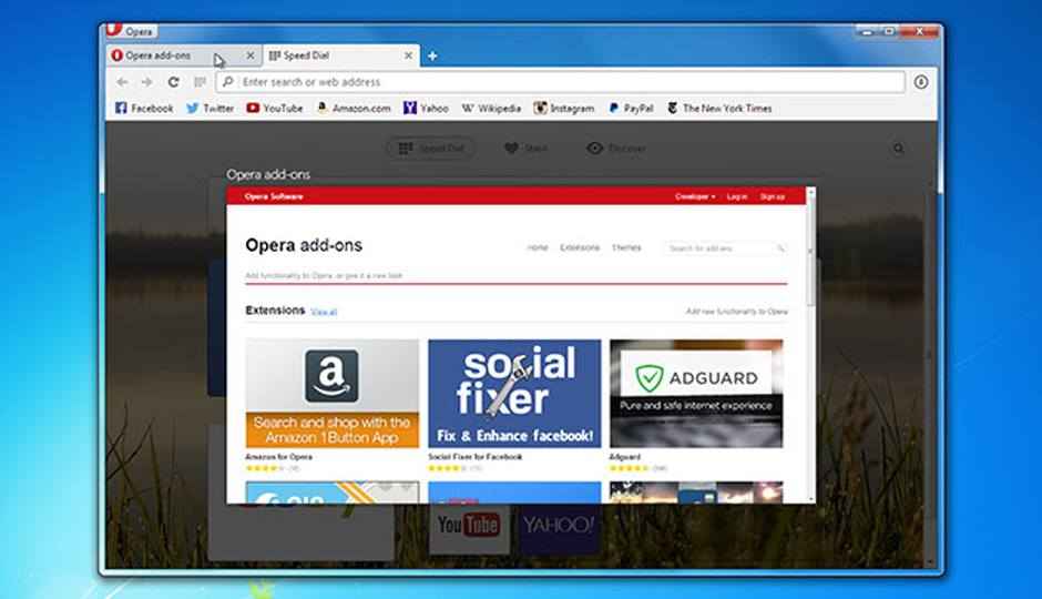 Opera desktop browser adds tab preview feature, offers over 1000 extensions