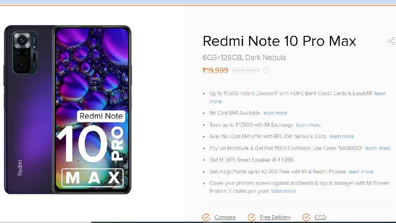 Redmi Note 10 pro Max offer