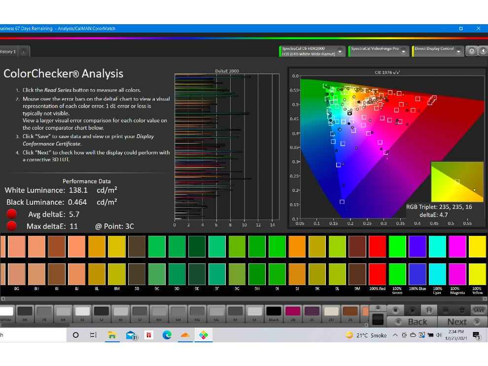 Acer TV colorchecker analysis.