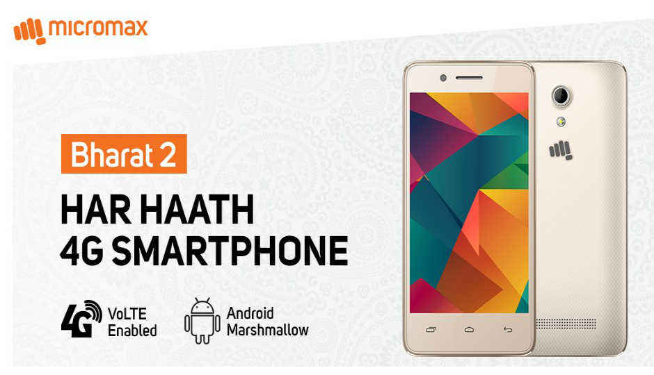 Vodafone partners with Micromax to launch Bharat 2 Ultra 4G smartphone at Rs 999 with minimum recharge requirement of Rs 150 per month