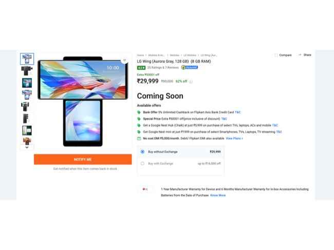 LG Wing discounted to Rs 29,999 on Flipkart