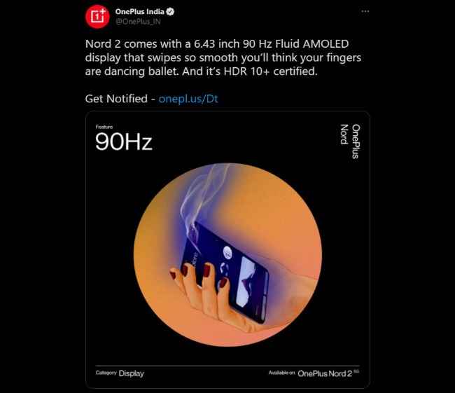 OnePlus Nord 2 Screen Specification leak 