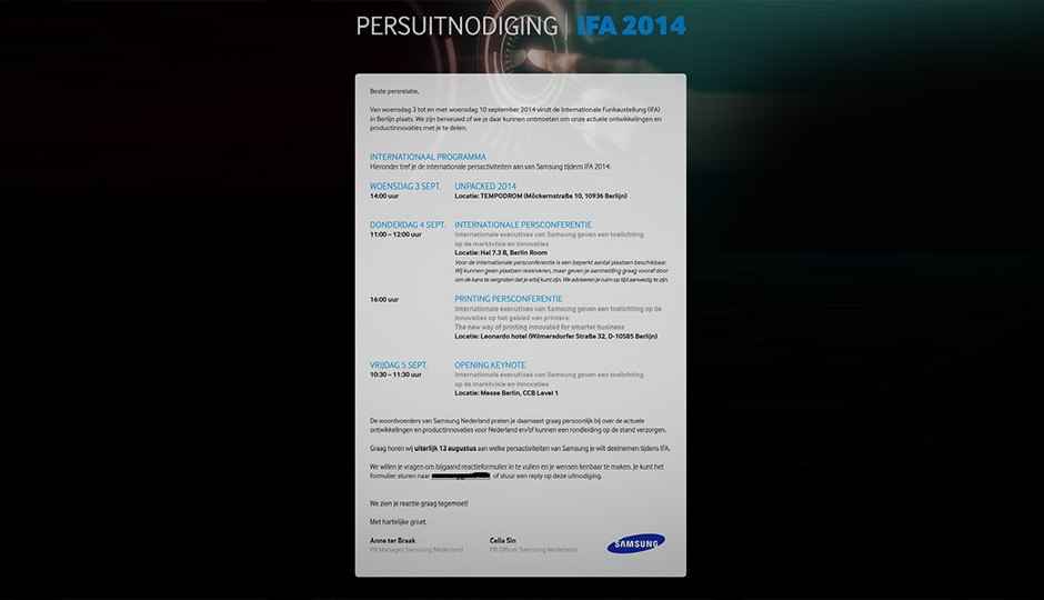 Samsung sends invite for Sep 3 event, Note 4 expected