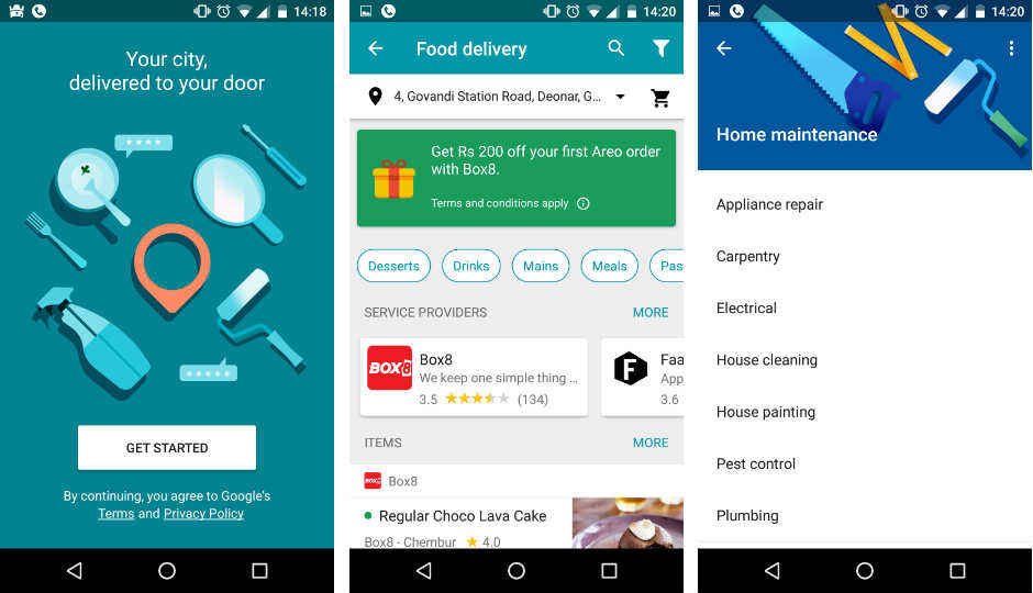 Google Areo app launched in India, offers all-in-one home, food delivery service