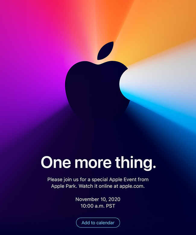 Apple 'One More Thing' event on November 10