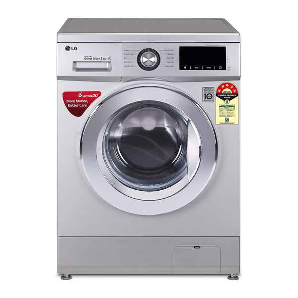 एलजी 8 kg Inverter Fully Automatic Front Load Washing Machine with In-built Heater White  (FHT1208SWW) 