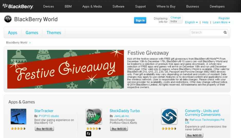 BlackBerry announces festive app offer, gives paid app for free!