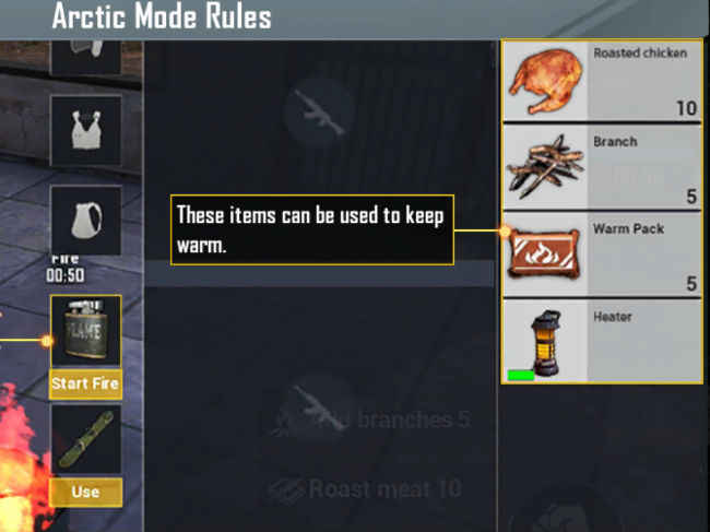 PUBG Mobile's new Arctic Mode introduced new items that can be used to stay warm