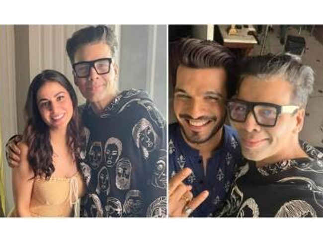 karan johar with shraddha arya and arjun bijlani