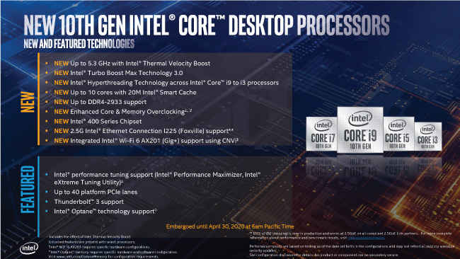 What's new in Intel 10th Gen Core desktop processors
