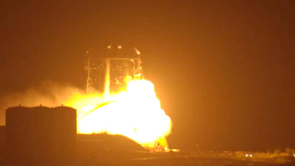 SpaceX’s prototype Starship rocket engulfed in flames during engine test