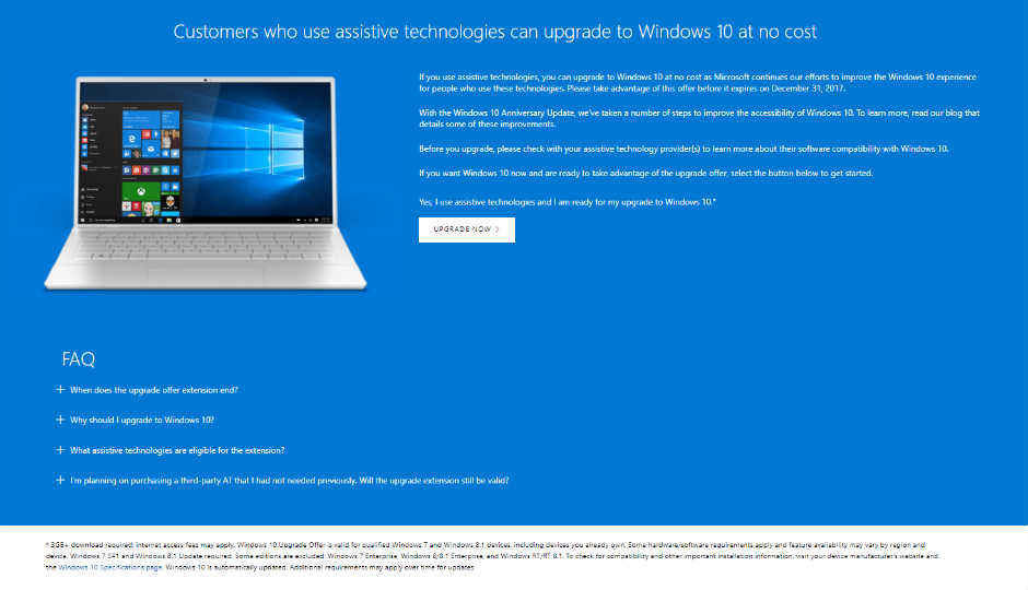 Microsoft will end Windows 10 free upgrades by December 31, 2017