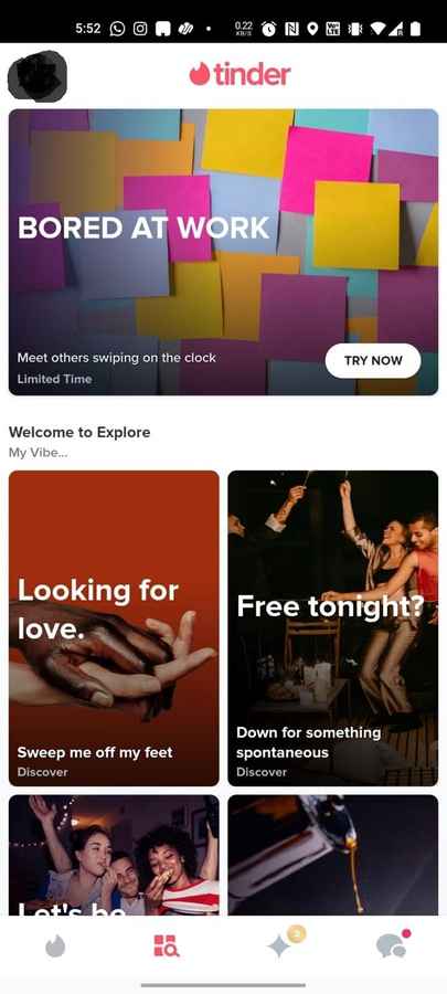 What is the Explore section on Tinder?