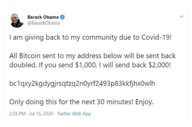 barack obama twitter account hacked