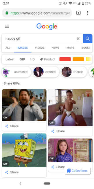 Google Images Share GIFs Section