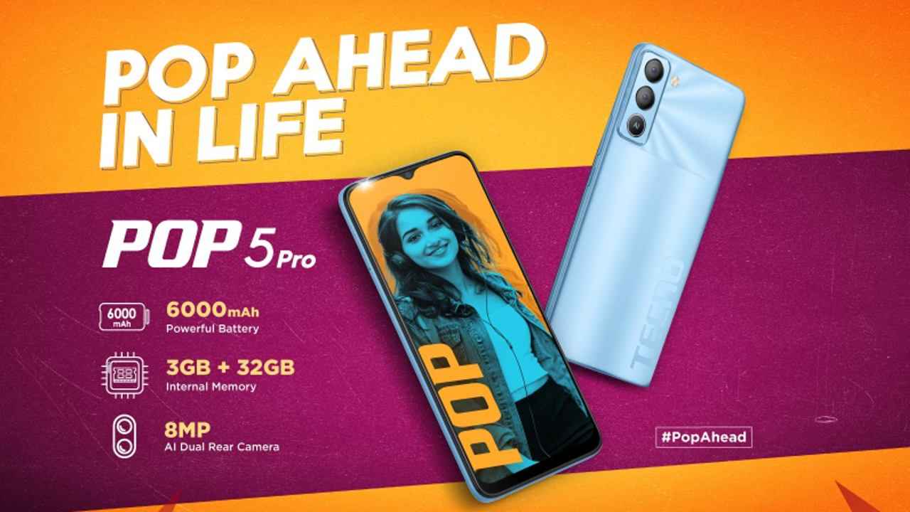 Tecno Pop 5 Pro भारत में हो गया है लॉन्च, कीमत Rs 8,499 से हो रही है शुरू