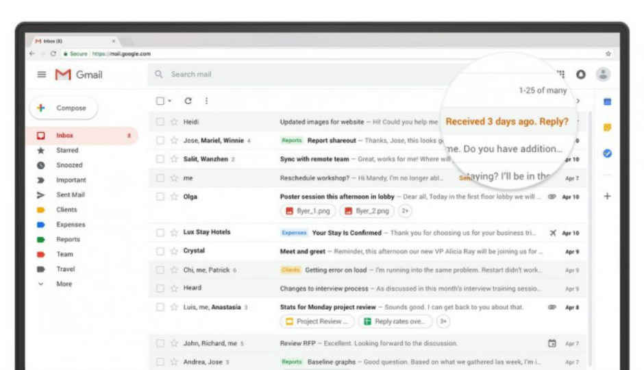 Gmail starts rolling out ‘Nudge’ feature to remind users of missed emails