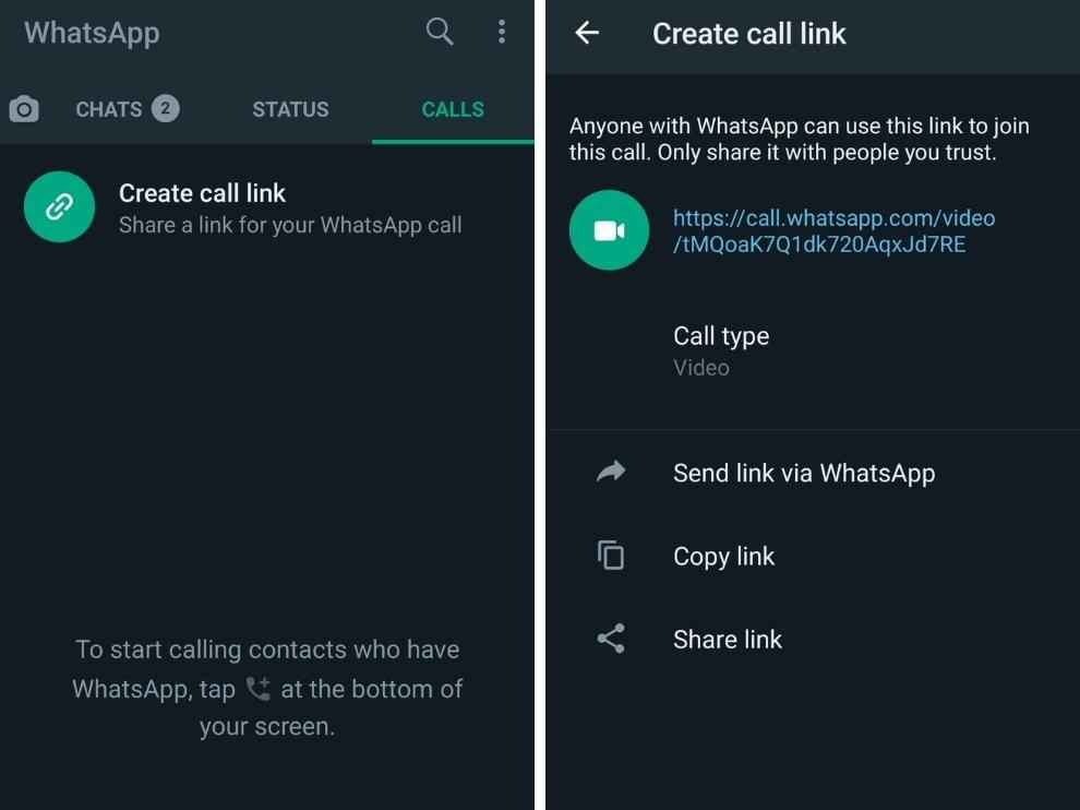 WhatsApp Call Links