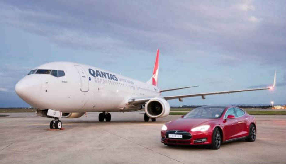 Qantas’ Super Race pits a Boeing aircraft against the Tesla Model S