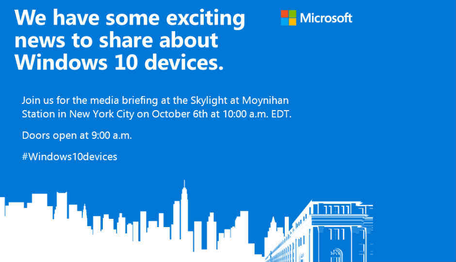 Microsoft Surface Pro 4 and Windows 10 phones expected at Oct 6 event