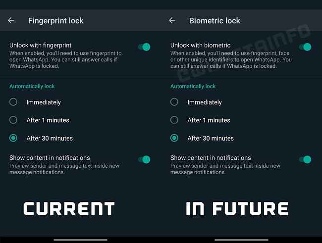 WhatsApp biometric security features