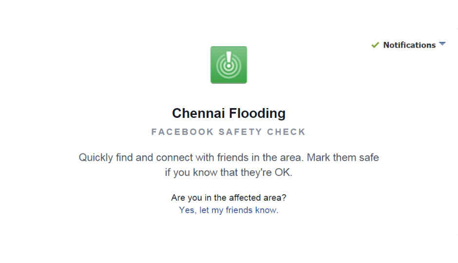 Facebook activates Safety Check for Chennai floods