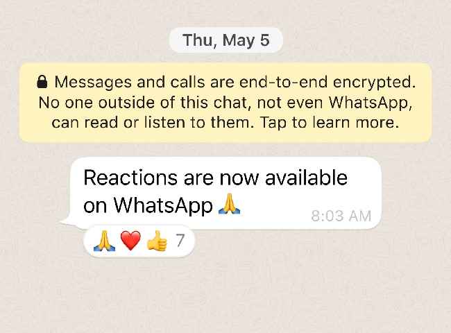 whatsapp reaction