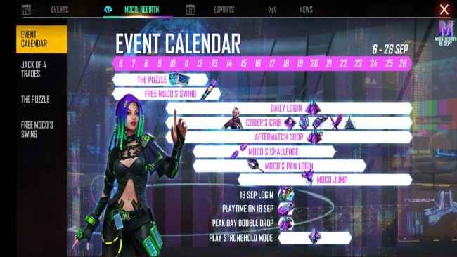 Free Fire Moco Rebirth Event: Multiple events lined up for this month