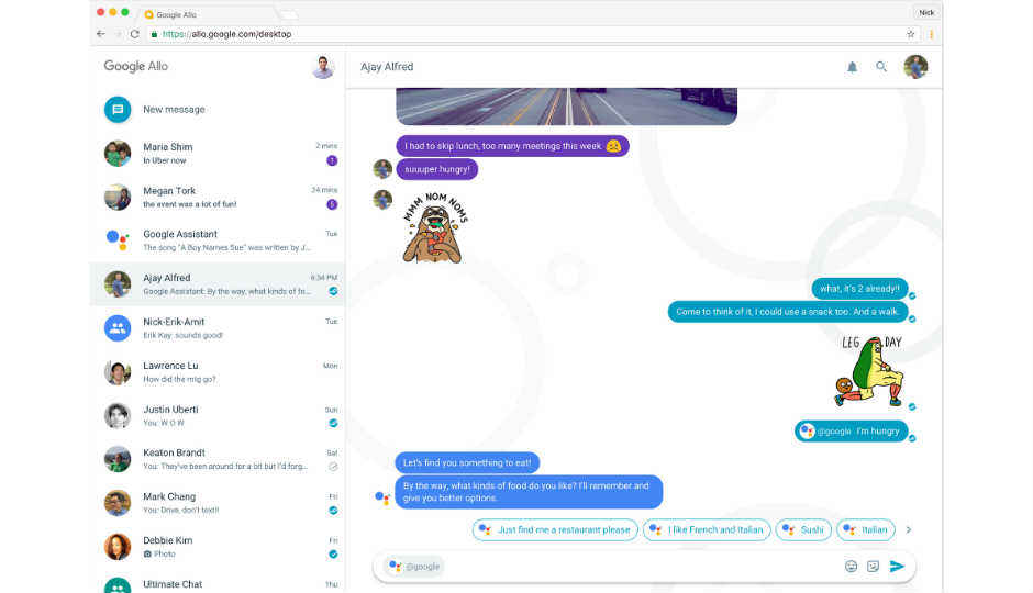 Google Allo arrives on web, limited to Chrome browser and Android app for now
