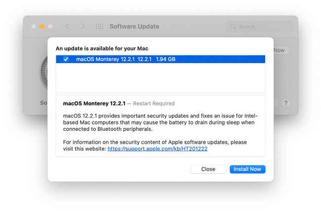 Apple macOS 12.2.1 update fixes battery drain issue