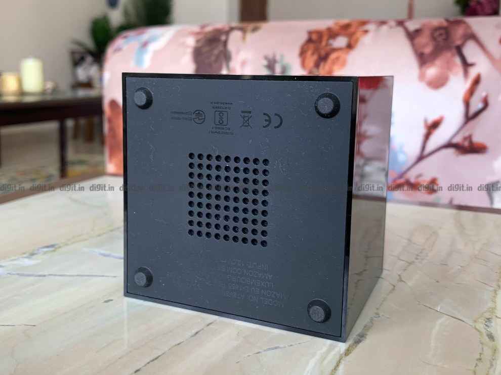 The bottom of the Fire TV Cube has a speaker. 