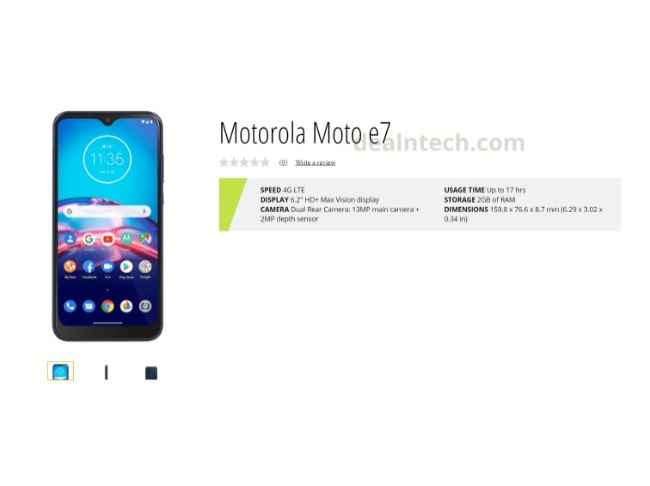 Moto E7 specifications leaked in retail listing