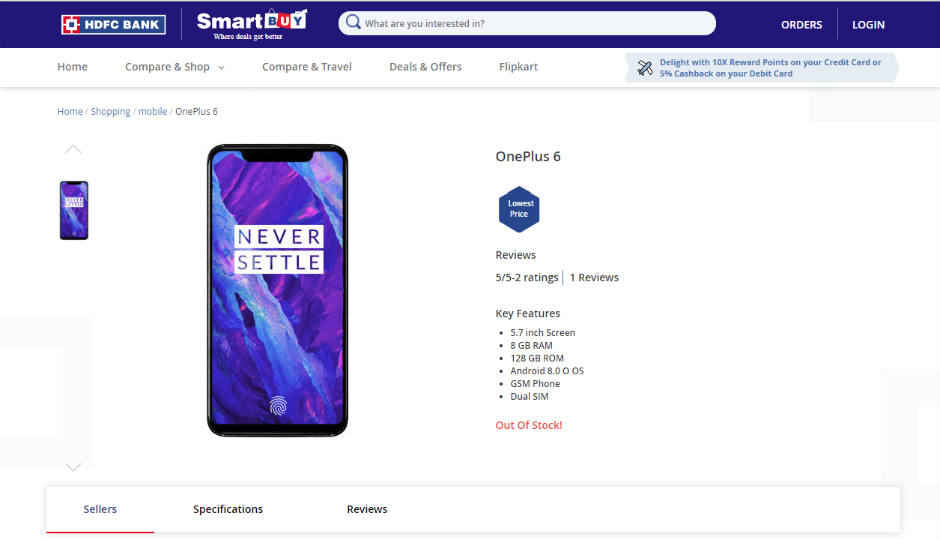 OnePlus 6 listed on HDFC Smartbuy page, but specifications seem all wrong