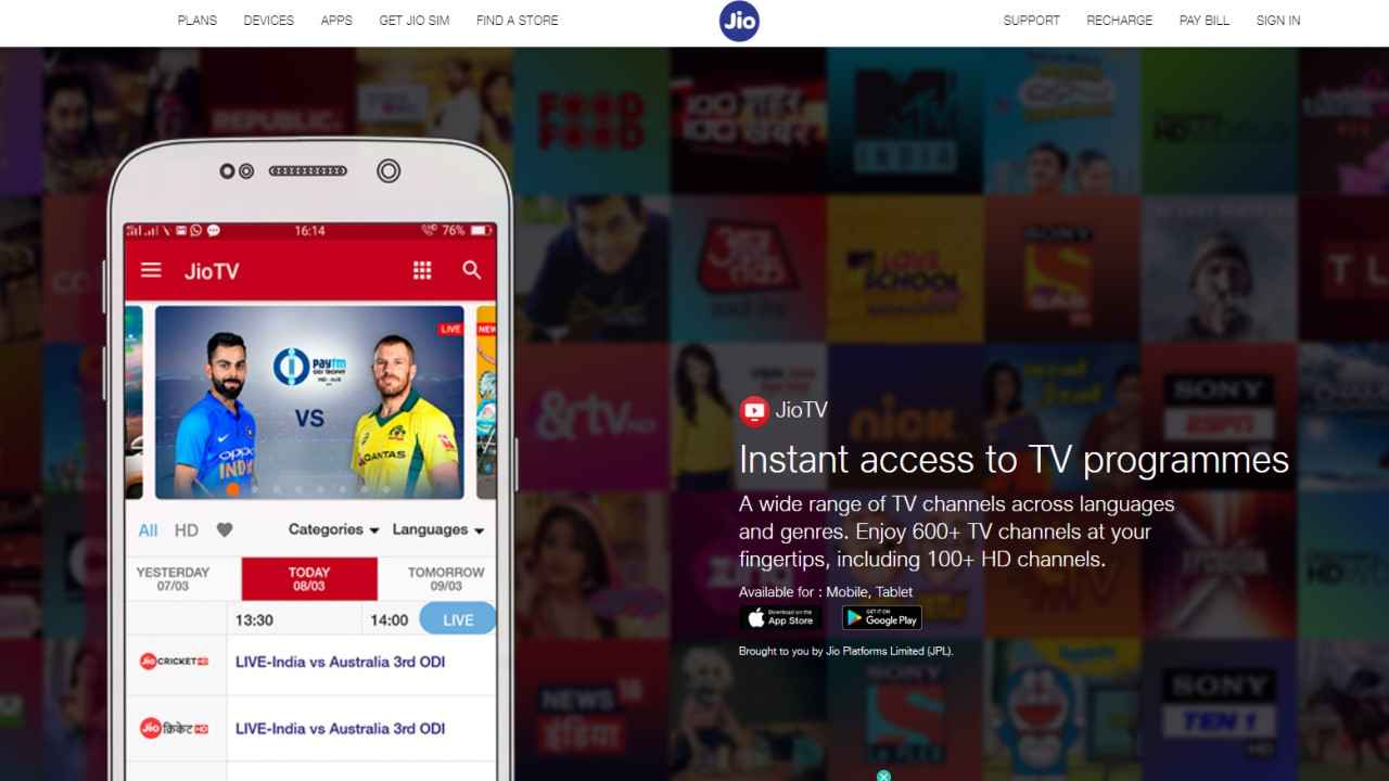 jio tv app for pc