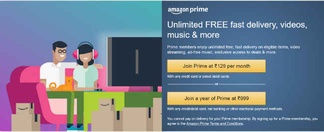 Prime membership now available at Rs 129 per month