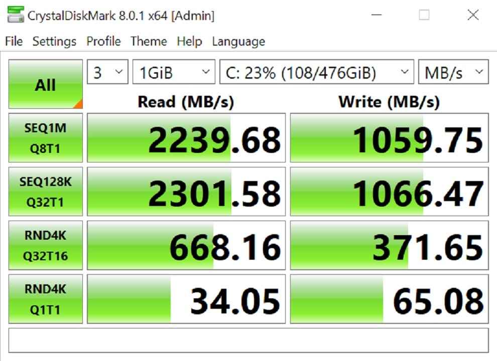 HP Pavilion 13 storage performance.