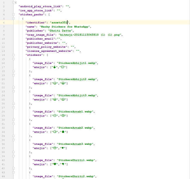 Whatsapp sticker json android