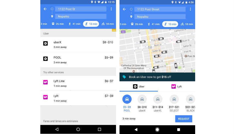 Google Maps update lets you hail Uber cabs from app