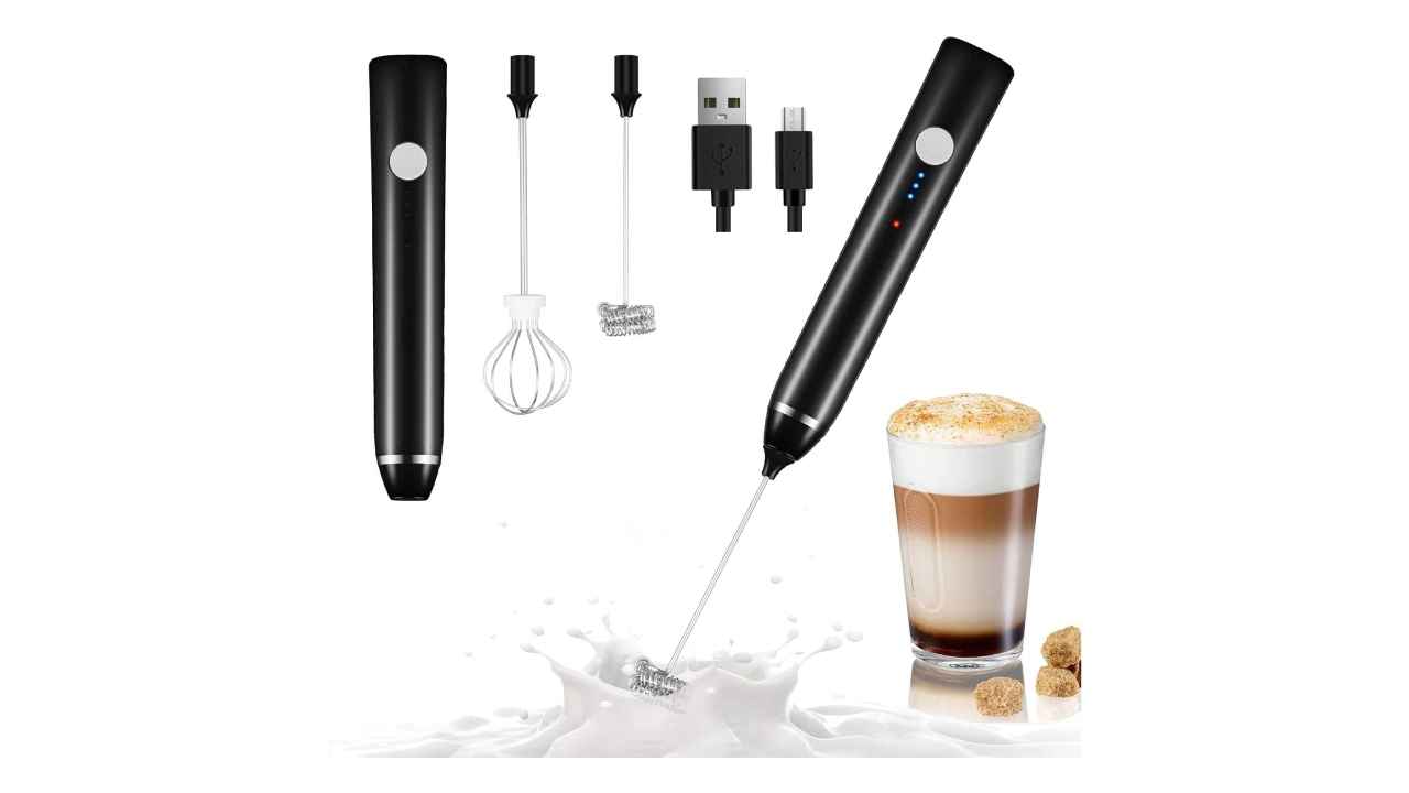 InstaCuppa Travel Milk Frother Hand held Electric Coffee Beater with  Rechargeable Battery USB Charging Cable, Travel