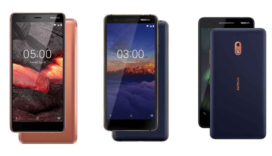 Nokia 5.1 and Nokia 3.1 with 18:9 display aspect ratio, Nokia 2.1 running on Android Oreo (Go Edition) announced