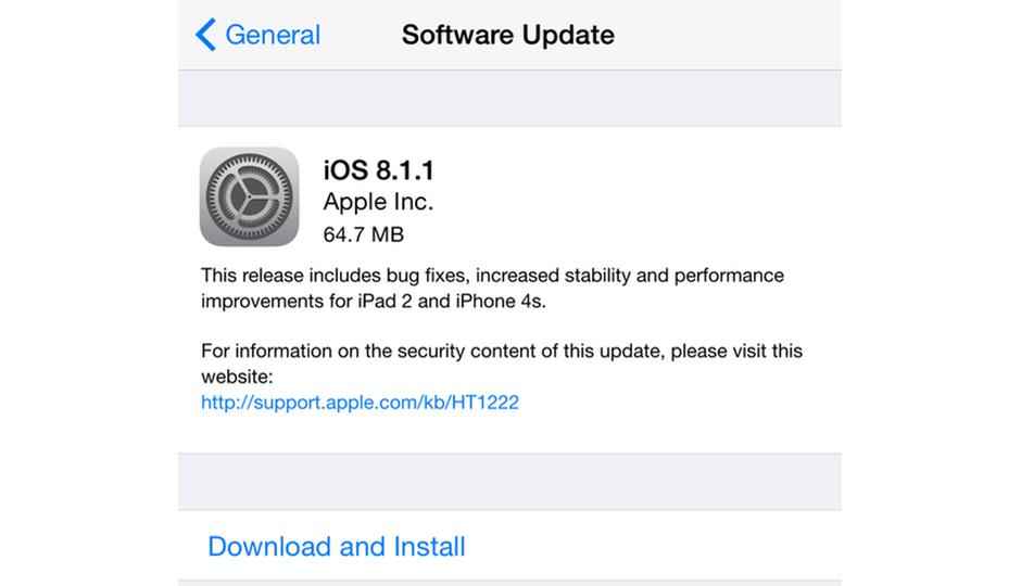 Apple releases iOS 8.1.1, improves performances on older devices